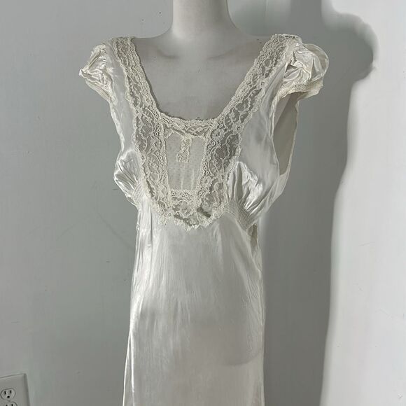 Rare 1930s Slipper Satin Bias Cut Peignoir Set VOLUP - Picture 3 of 13